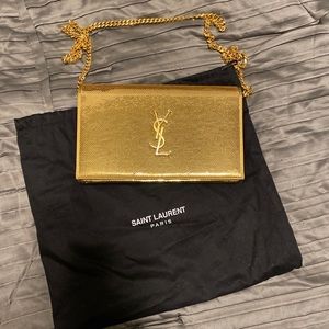 Saint Laurent Sequin Gold Wallet on Chain